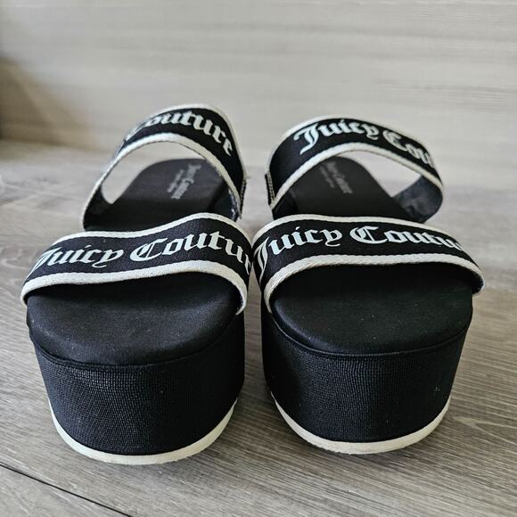 Juicy Couture Dawna Platform Slide Sandal Black White Double Strap Women Size 8 - Picture 4 of 11